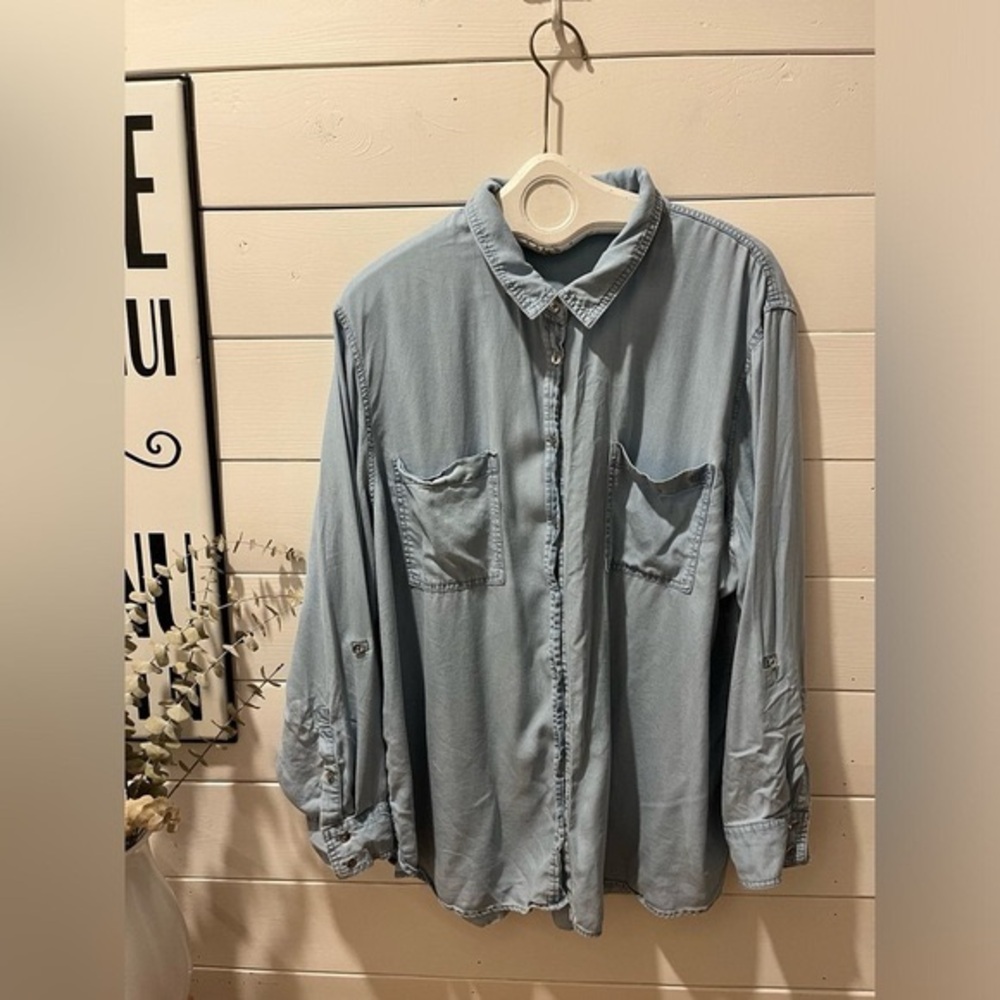 CALVIN KLEIN blue lyocell bouton down shirt size 3X